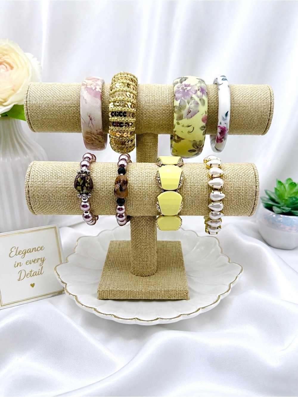 Mixed Bracelet & Bangle Bundle Floral Bangles Gold Faux Pearl & More